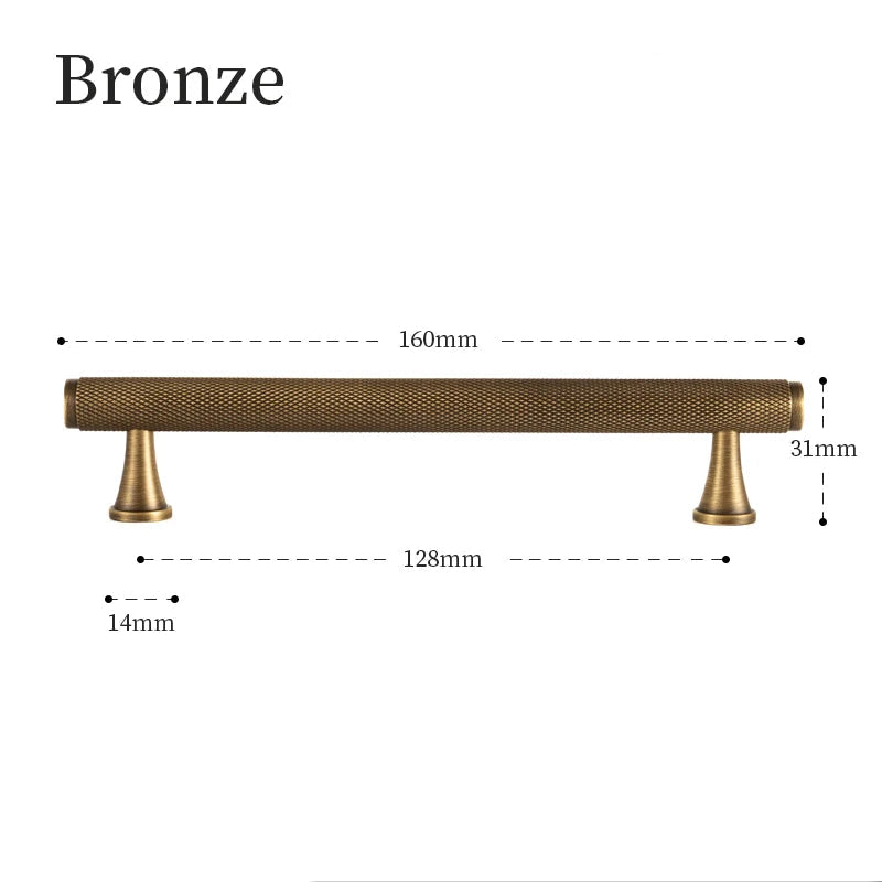 Puxadores de Bronze com Padrão Knurl Elegantes para Móveis
