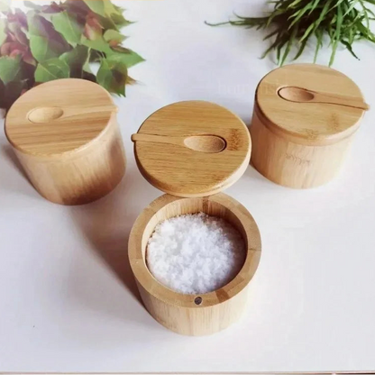 Conjunto de Potes de Bambu para Temperos com Tampa Magnética