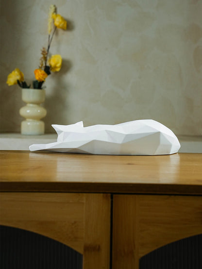 Estátua de Gato Branco / Preto Geométrica - Macasishop