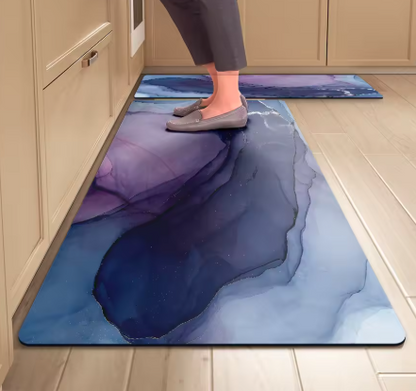 Tapete para Cozinha Absorvente Marmorizado Antiderrapante – Design Fluido