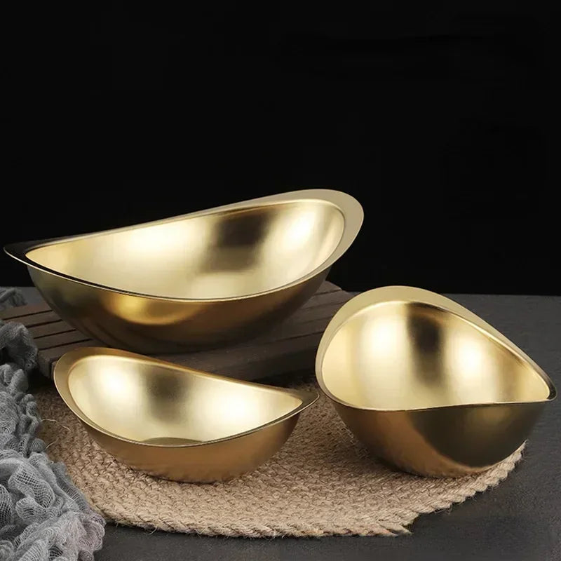 304 aço inoxidável Golden Bowl, Coreano Salad Bowl, Snack Sobremesa Bowl, Cozinha Louça, Comercial
