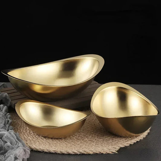 304 aço inoxidável Golden Bowl, Coreano Salad Bowl, Snack Sobremesa Bowl, Cozinha Louça, Comercial