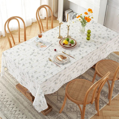 Toalha de Mesa Floral de Algodão Bordado para Decoração Elegante