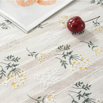 Toalha de Mesa Floral de Algodão Bordado para Decoração Elegante
