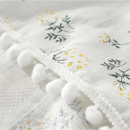 Toalha de Mesa Floral de Algodão Bordado para Decoração Elegante