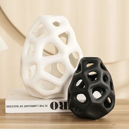 vaso de cerâmica branco preto nórdico clássico estética escritório casa sala estar decoração interior acessórios