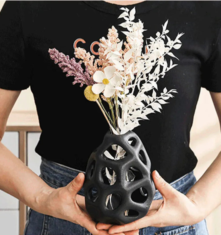 vaso de cerâmica branco preto nórdico clássico estética escritório casa sala estar decoração interior acessórios