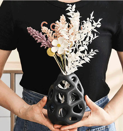 vaso de cerâmica branco preto nórdico clássico estética escritório casa sala estar decoração interior acessórios