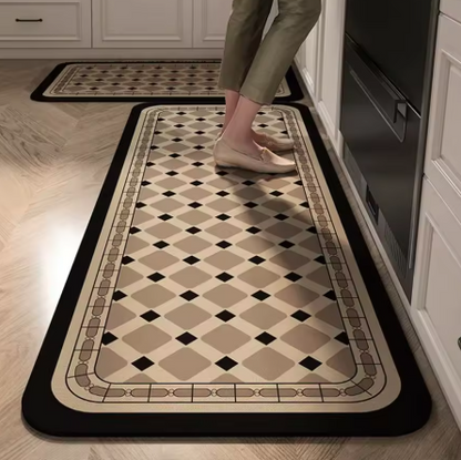 Tapete para Cozinha Absorvente Ladrilhos Antiderrapante – Design Hidráulico Retrô