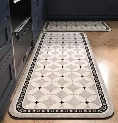 Tapete para Cozinha Absorvente Ladrilhos Antiderrapante – Design Hidráulico Retrô