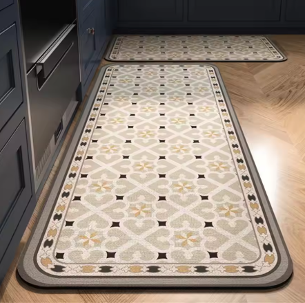 Tapete para Cozinha Absorvente Ladrilhos Antiderrapante – Design Hidráulico Retrô