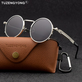 TUZENGYONG Classic Gothic Steampunk Polarized Sunglasses Men Women Brand Designer Vintage Round Metal Frame Sun Glasses UV400