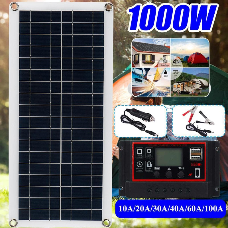 From 20W-1000W Solar Panel 12V Solar Cell 10A-100A Controller Solar Panel for Phone Car MP3 PAD Charger Outdoor Battery Supply