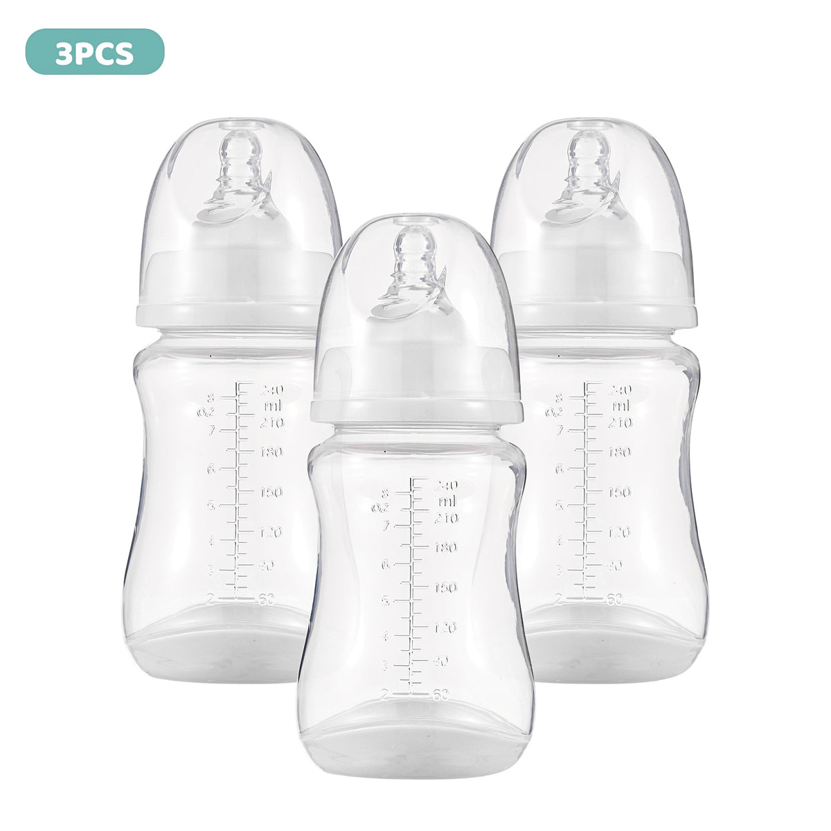 3PCS Baby Bottles Breastfeeding Bottles for Baby Milk Storage Bottles Baby Feeding Bottles with Silicone Nipple & Storage Cover